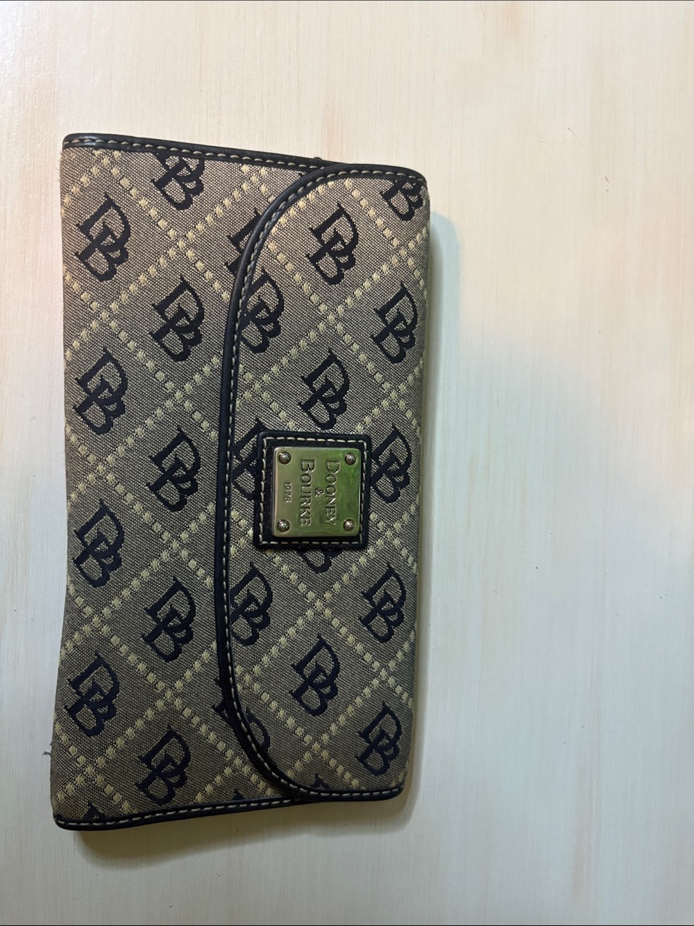 Dooney & Bourke Tan and Black Monogram Phone Wallet Case